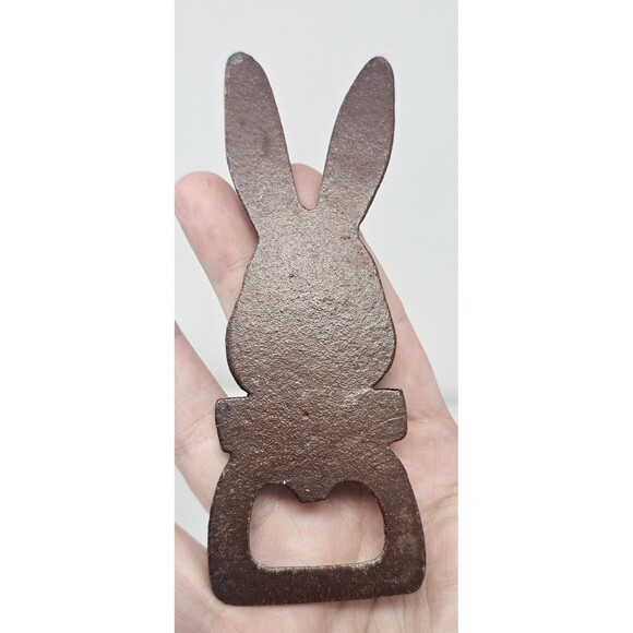 Vintage Rustic Rabbit Head Bottle Opener Cast Iron Bunny Handheld - Picture 4 of 7